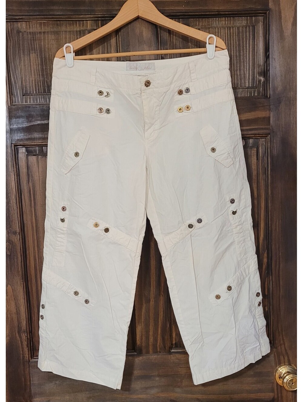 BABY PHAT JEAN CO WOMEN'S SUMMER SPRING MID WAIST WHITE CAPRI Y2K PANTS 13